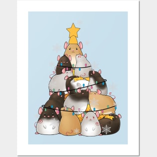 Cute Kawaii Rat Christmas Tree Posters and Art